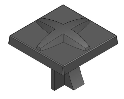 Clou carré croix en fonte 80x80 mm