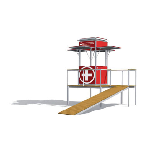 Kiosque poste de secourisme avec rampe en bois 18,75m²