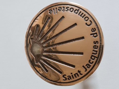Clou de voirie personnalisé en bronze, Saint Jacques de Compostelle