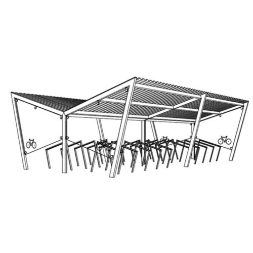 Abri vélos EDGE EDG250-02 19 m2 (2,5 × 7,7 m) toit en acier galvanisé