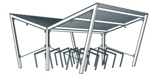 Abri vélos EDG270-02 20 m2 (5,1 × 3,9 m) toit en acier galvanisé